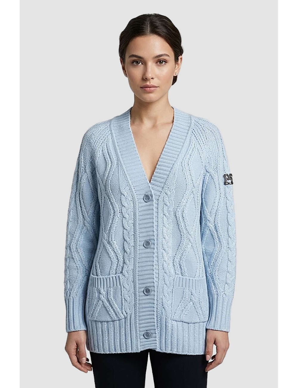 Ermanno scervino - cardigan in lana merino e cashmere blue fog d454n508lgqaq 54008Ermanno ScervinoPassioni Boutique