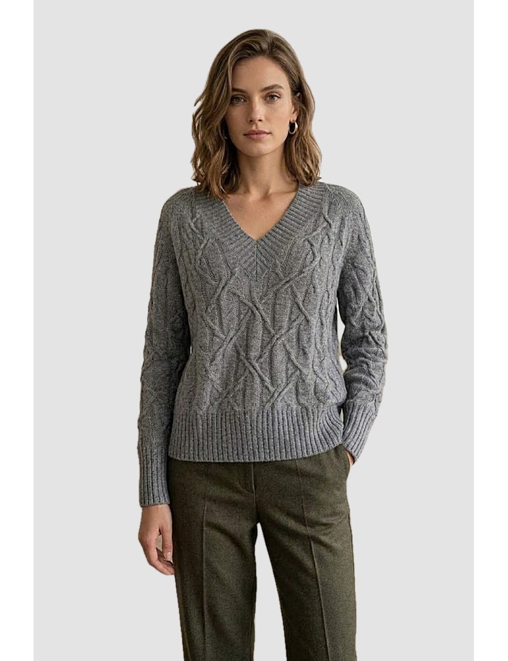 Ermanno scervino - maglia scollo a v m/l d474m501dge m4700 grigioErmanno ScervinoPassioni Boutique