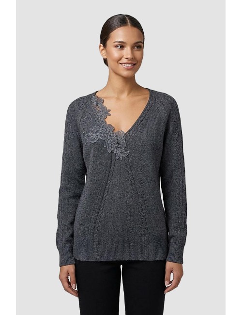 Ermanno scervino - maglia scollo a v merino cashmere d474m504apnjg 51220Ermanno ScervinoPassioni Boutique