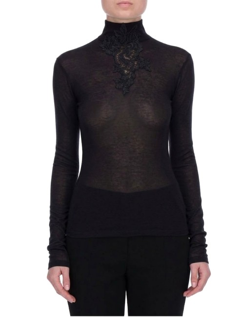 Ermanno scervino - maglia collo alto nera d494m300yen 95708