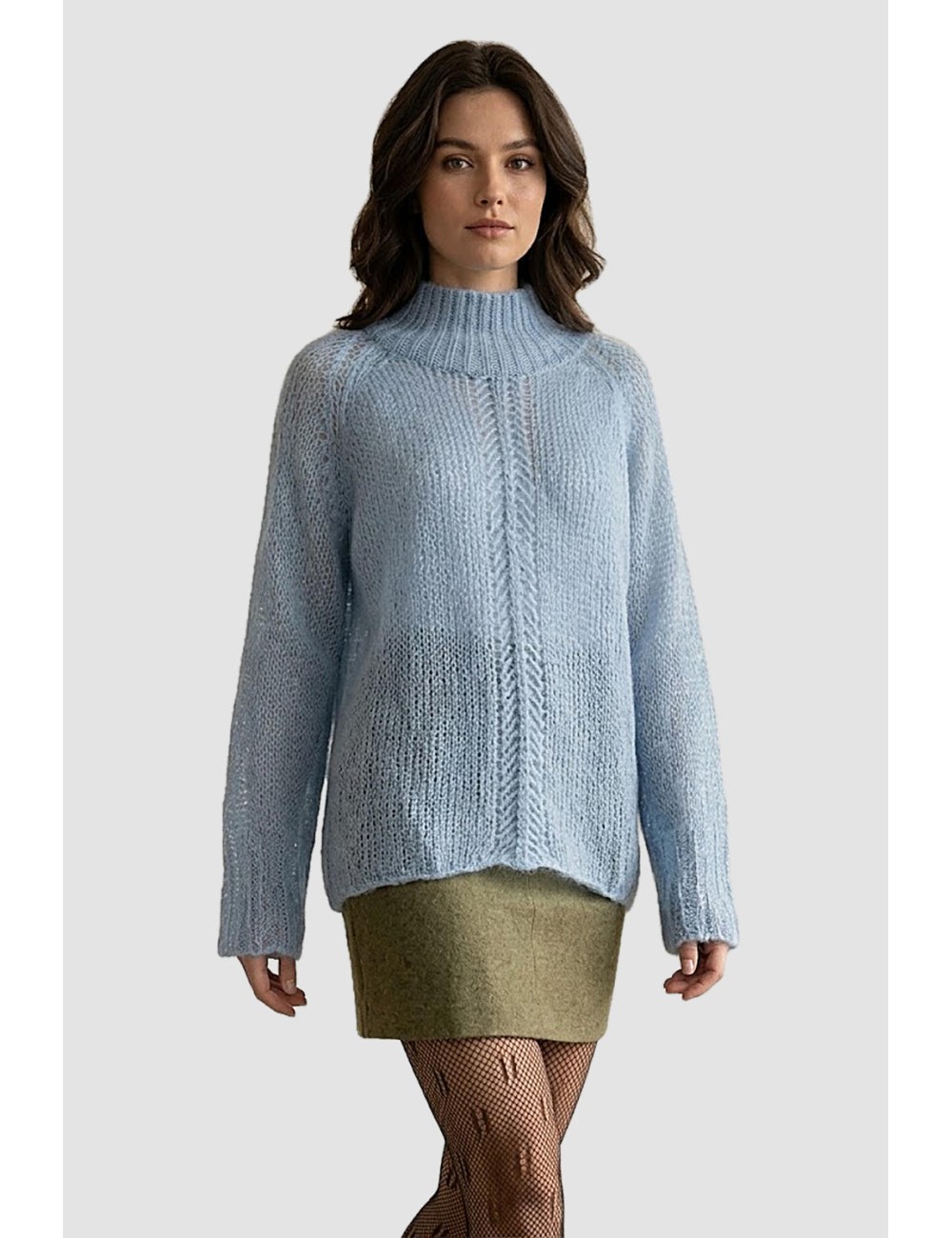 Ermanno scervino - maglia collo alto manica lunga crystal blue d494m500vynErmanno ScervinoPassioni Boutique