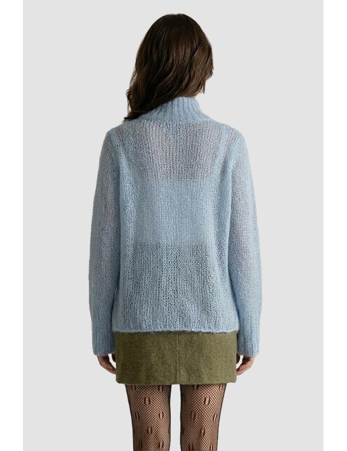Ermanno scervino - maglia collo alto manica lunga crystal blue d494m500vyn
