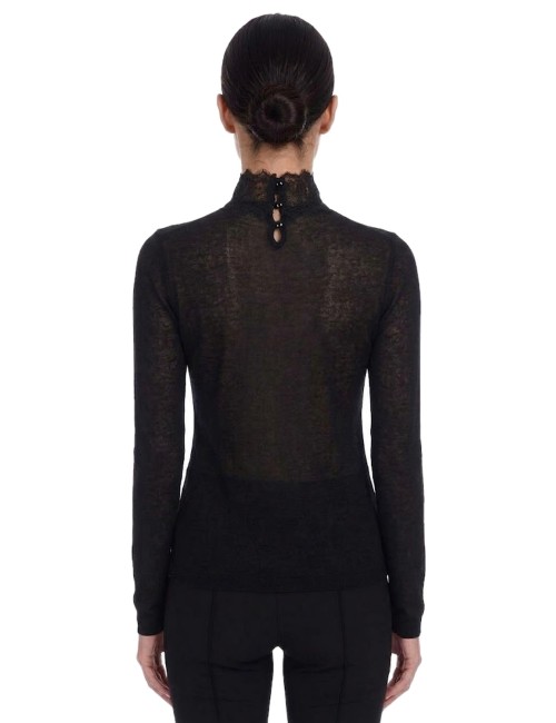 Ermanno scervino - maglia collo alto nera d494m702kaj 95708