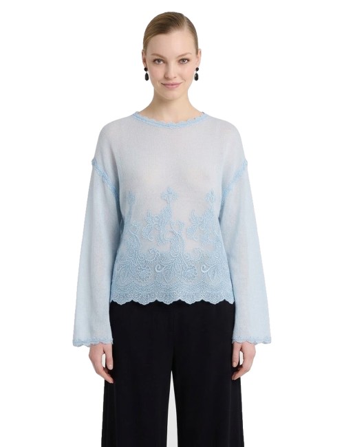 Ermanno scervino - maglia crop cerulean/celeste d494m710kaj 54020
