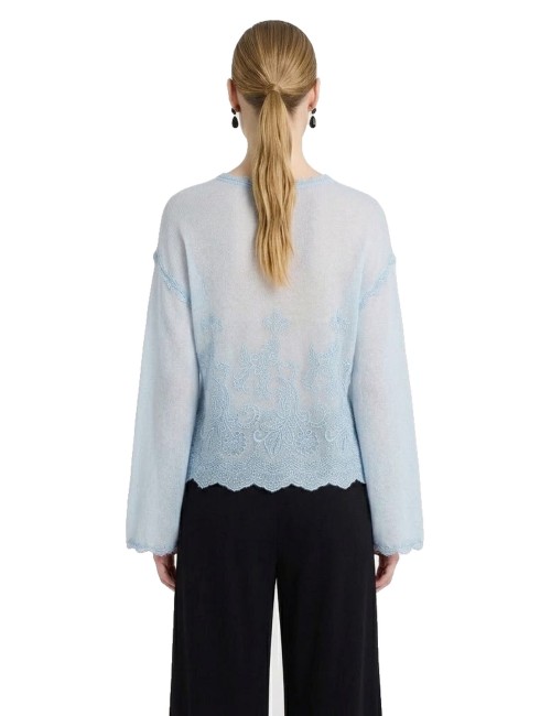 Ermanno scervino - maglia crop cerulean/celeste d494m710kaj 54020
