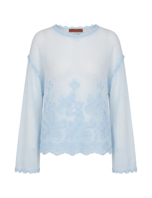 Ermanno scervino - maglia crop cerulean/celeste d494m710kaj 54020