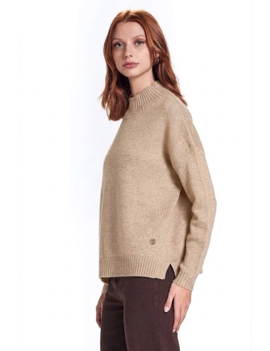 Take two lupetto ampio con spacchetto cahsmere g7 – dt04305 beige