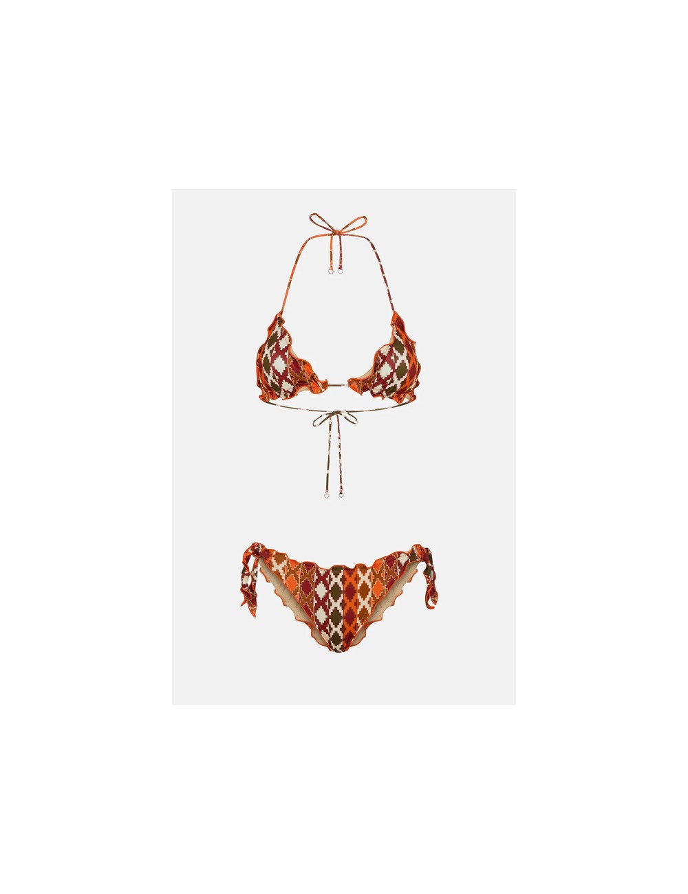 Mefui - bikini triangolo frou frou e slip nodi regolabile guarda pampa mf23-1520u Mefui - bikini triangolo frou frou e slip nodi regolabile guarda pampa mf23-1520u