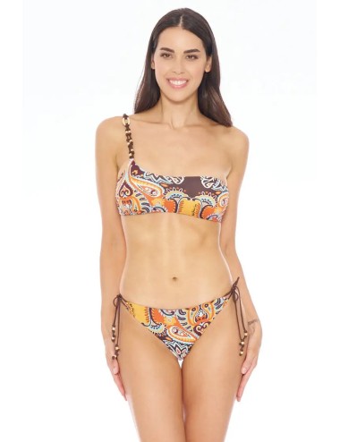Miss bikini fascia monospalla e slip brasile laccetti con elementi oro v5008s fy0466j inma