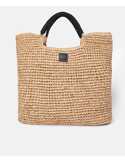Maxi borsa in paper straw intrecciata aw825abpa100 1300 nero