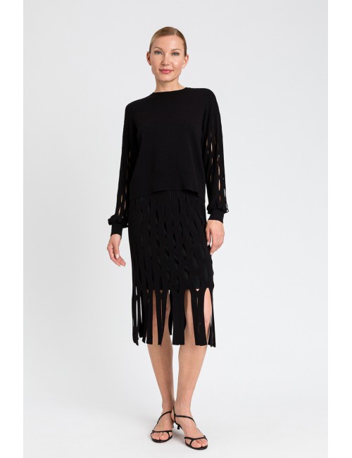 Gonna longuette in maglia 251ll3pcc 00006 nero +++