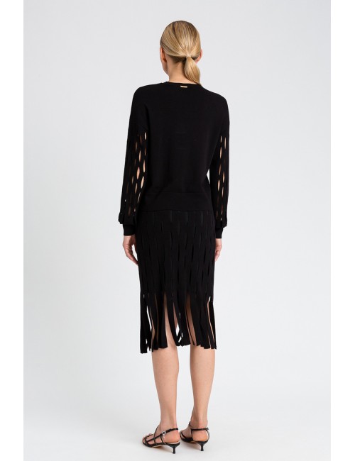 Gonna longuette in maglia 251ll3pcc 00006 nero +++