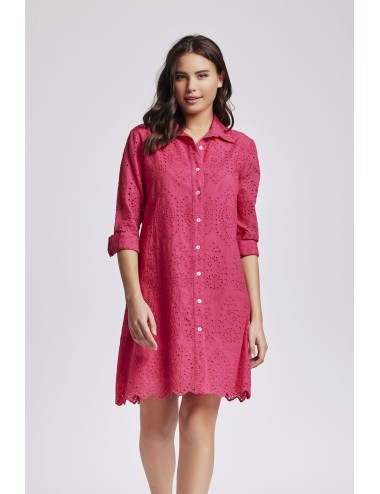 Abito camicia con manica a 3/4 romina ic24-089 fuxia
